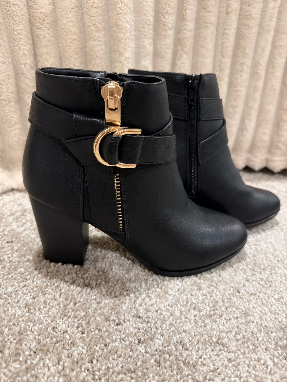 Apt. 9 Black Ankle Booties with Gold Buckle Accent